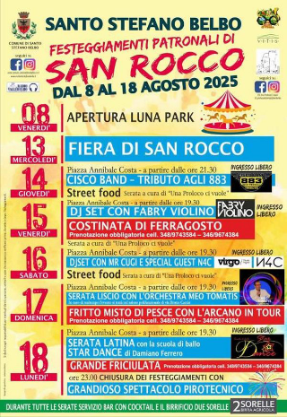 Santo Stefano Belbo - Al via i festeggiamenti patronali di San Rocco